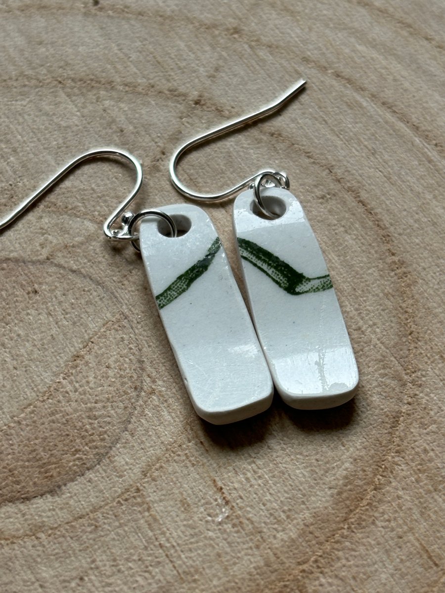 Handmade Ceramic Earrings One of a Kind Eco Friendly Gifts sterling silver 