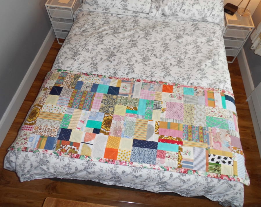 Runner for foot of bed patchwork quilt zero waste project lap quilt