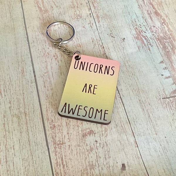 MDF Keyring gift - Unicorns are Awesome - Birth... - Folksy