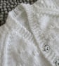 14" Newborn Baby Boys Knots Patterned Cardigan (White) - Image 2