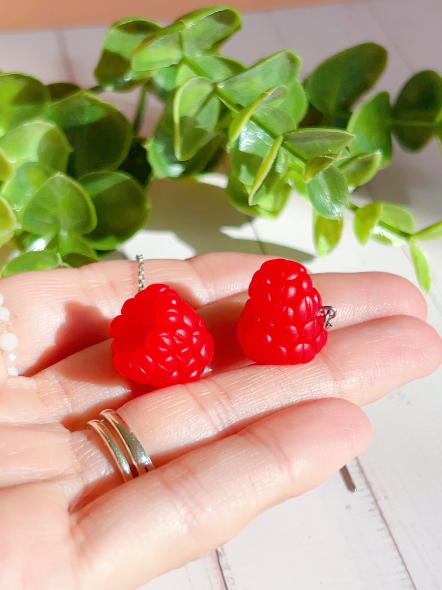 Realistic Raspberry Earrings, Polymer Clay Fruit Jewellery, Cottagecore Gift for