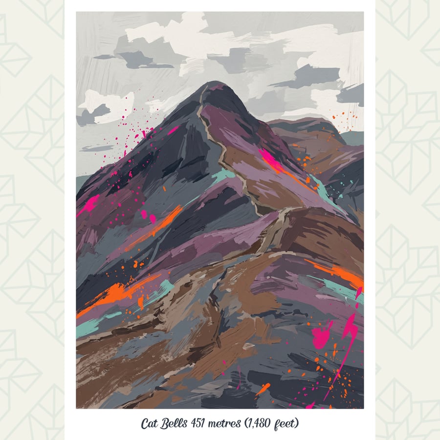 Cat Bells Lake District Art Print – A2 Unframed