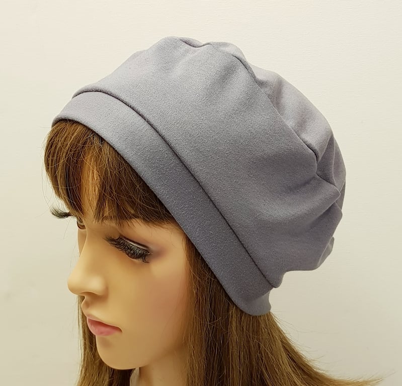 Little french style beret ,dark cloud grey hat, cotton jersey unlined beret