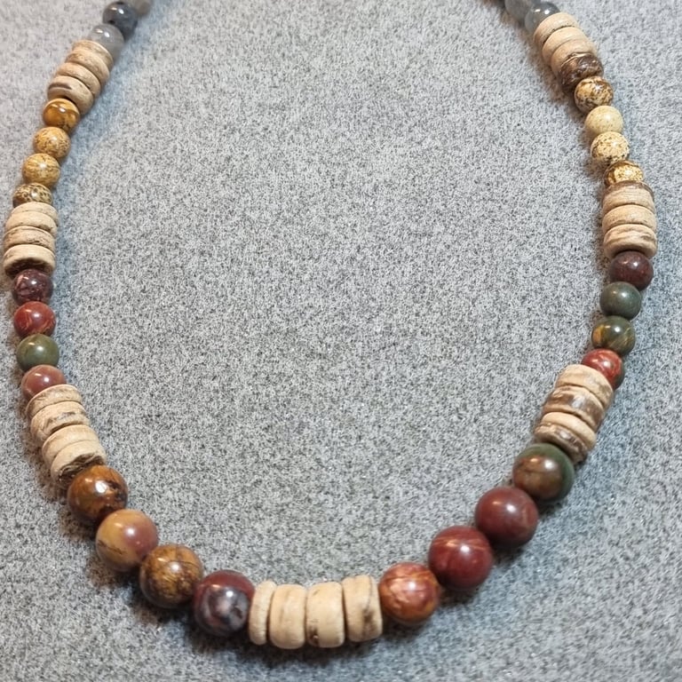 Boys Child Teen Gemstone Bead Necklace Surfer Hippy Pagan