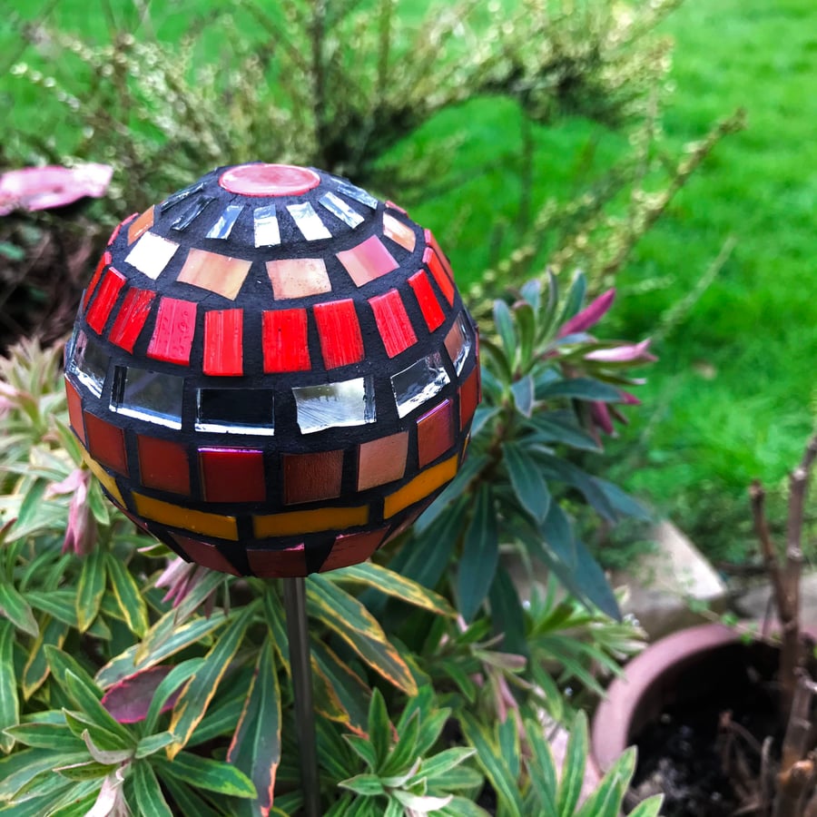 Mosaic Garden Ornament - Orange and Red