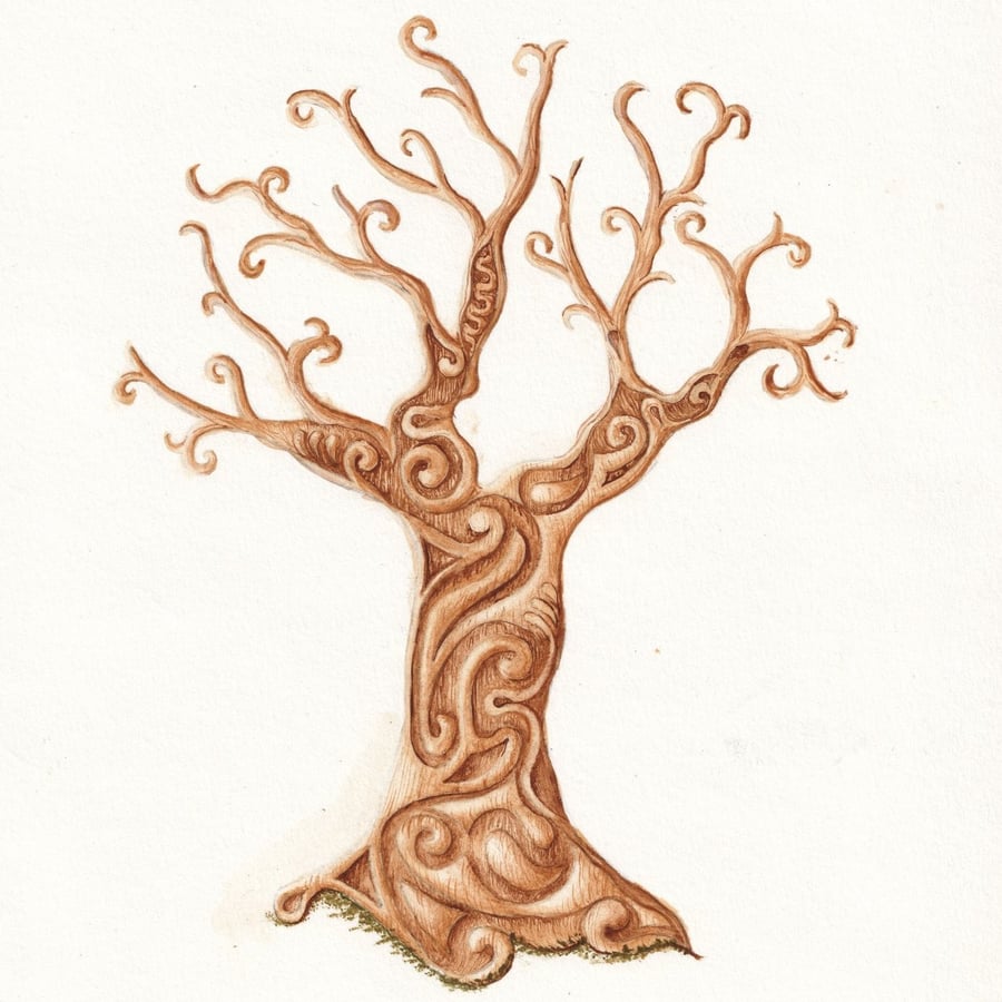 Celtic pattern guestbook tree - wood
