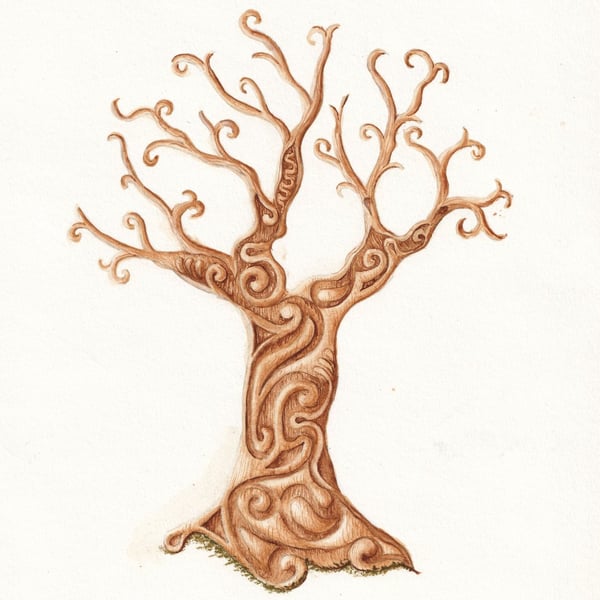 Celtic pattern guestbook tree - wood