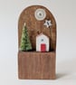 Festive Wooden Cottage Scene with Tree and Button Moon - Image 6