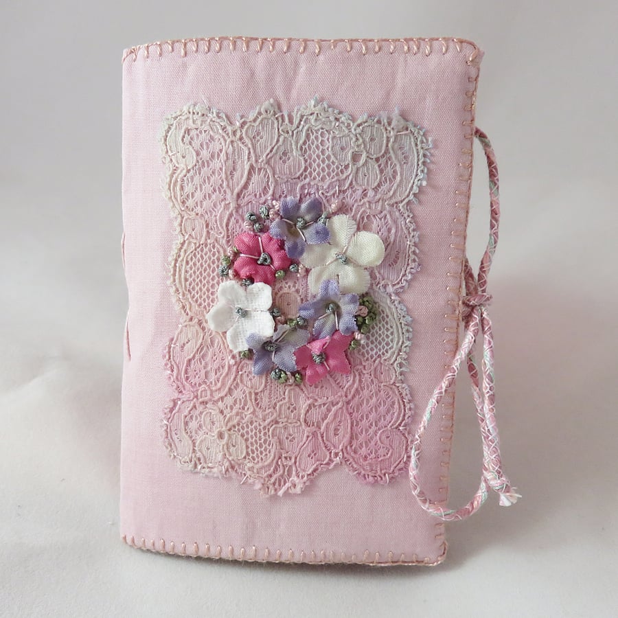 Antique Lace and Flowers Embroidered Needle Book 