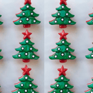 Bag of 10 Christmas Tree Buttons, 25mm Tall, Glossy Pastel Shades, Shank Back