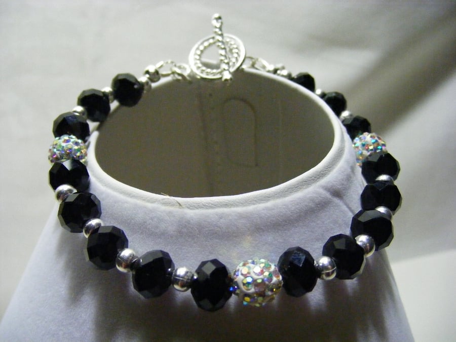 Pave Bead and Crystal Rondelle Bracelet