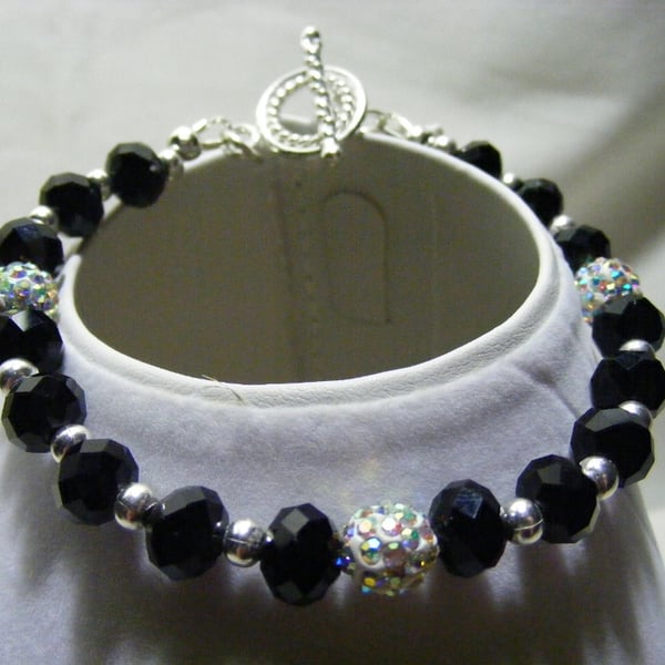 Pave Bead and Crystal Rondelle Bracelet