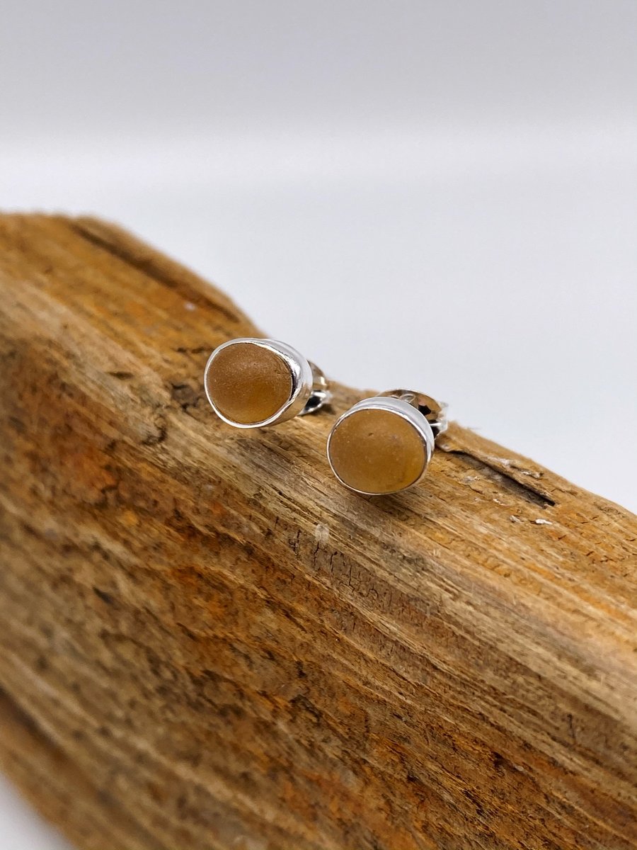 Sunny Yellow Sea Glass Studs