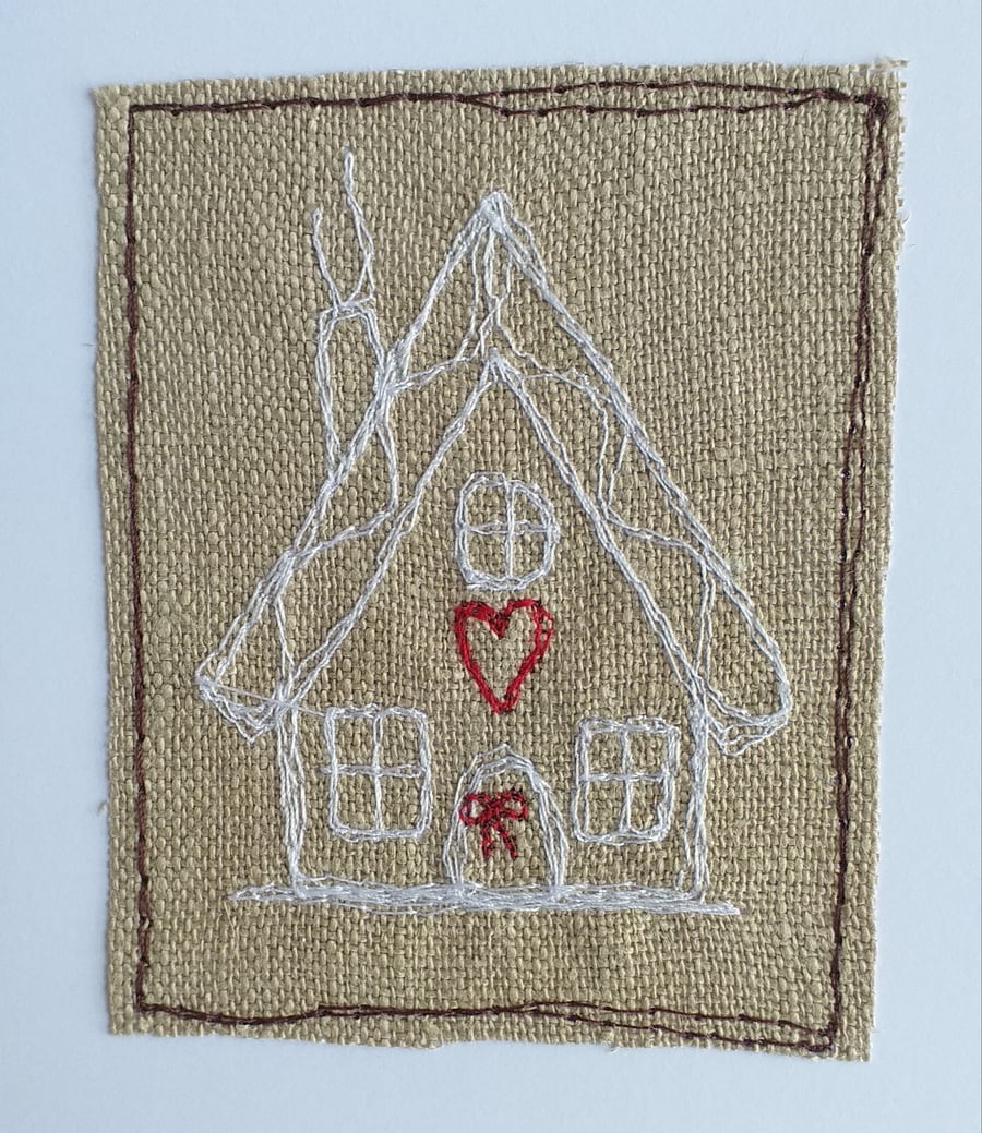 Christmas Card with White Gingerbread House