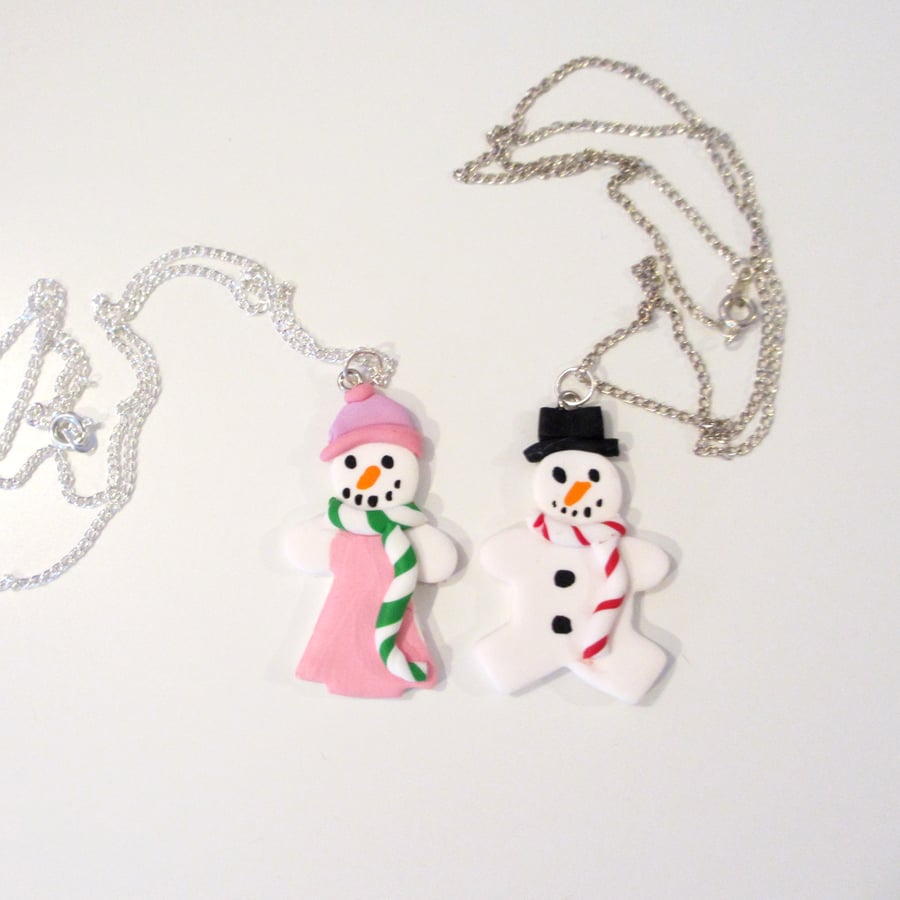 Retro Christmas Snow man or lady CHARM ONLY, ONE SUPPLIED