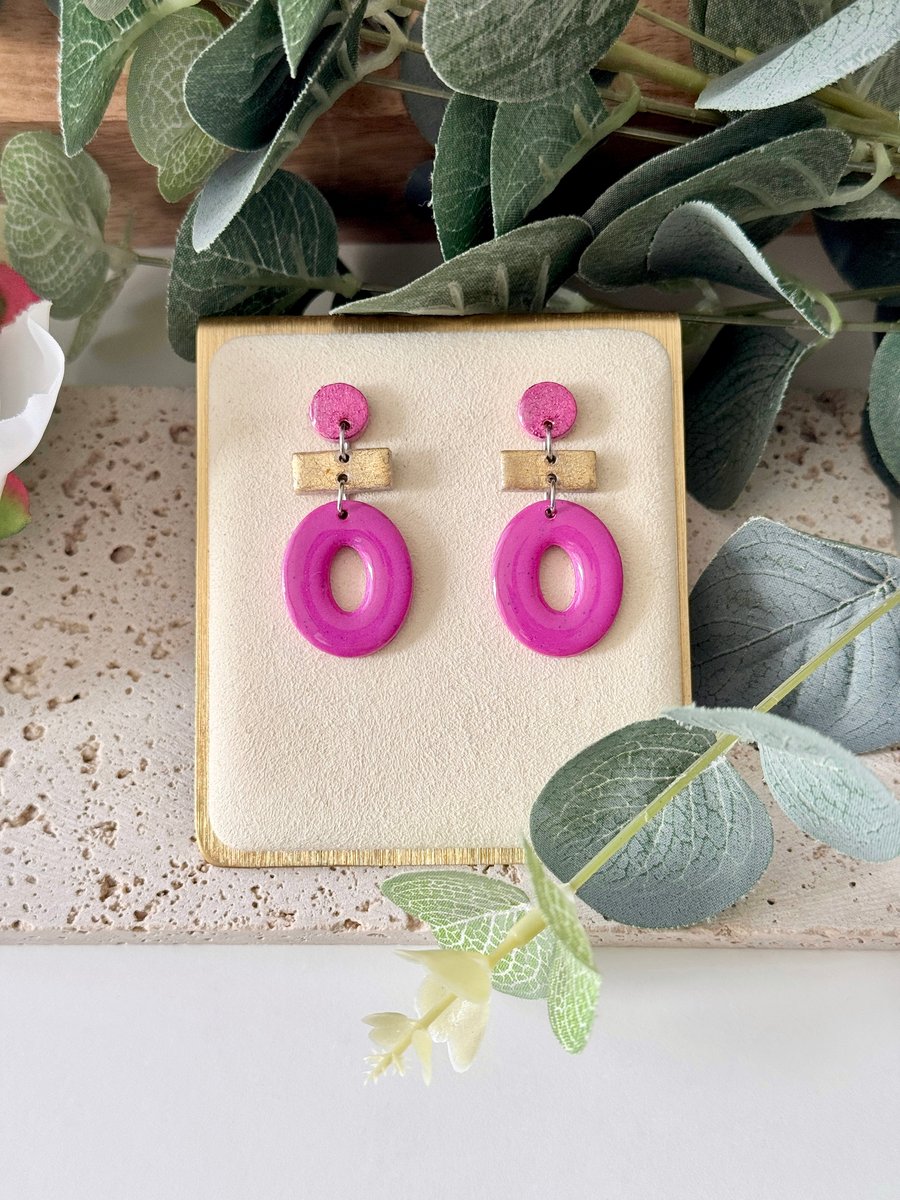 Pink Pop Polymer Clay Earrings