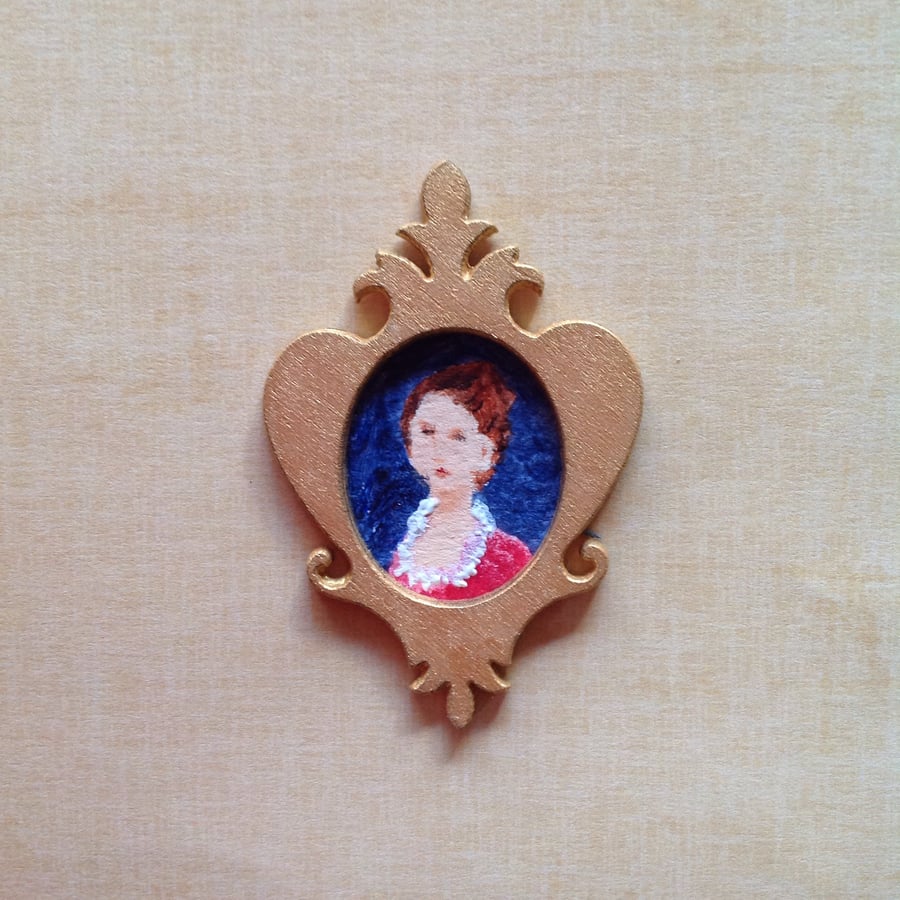 Dolls House Framed Miniature Painting Portrait of a Lady