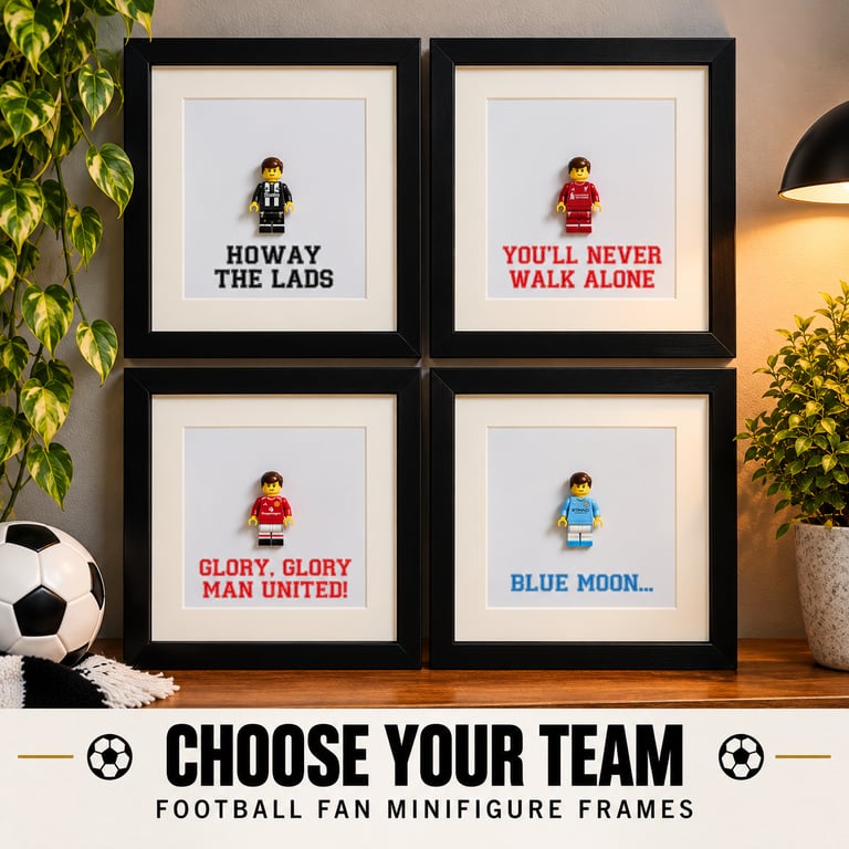 Personalised LEGO Football Minifigure Frame - Choose Your Team - Football Gift