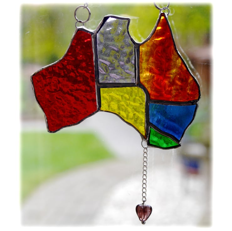 Australia Suncatcher Stained Glass Rainbow Map... Folksy