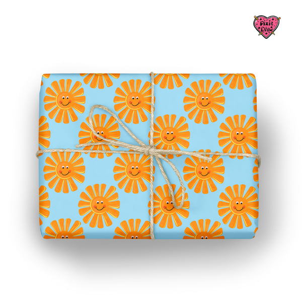 Sunshine wrapping paper with a smiling sun