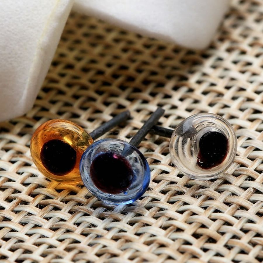 10Pair 5mm Blue Brown Transparent Fixed Teddy Glass Eyes Needle Felting Sewing