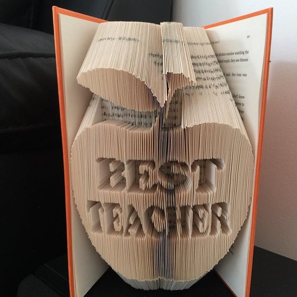 Best Teacher Apple 1 COMBI Book Folding Pattern - EMAILED PDF PATTERN