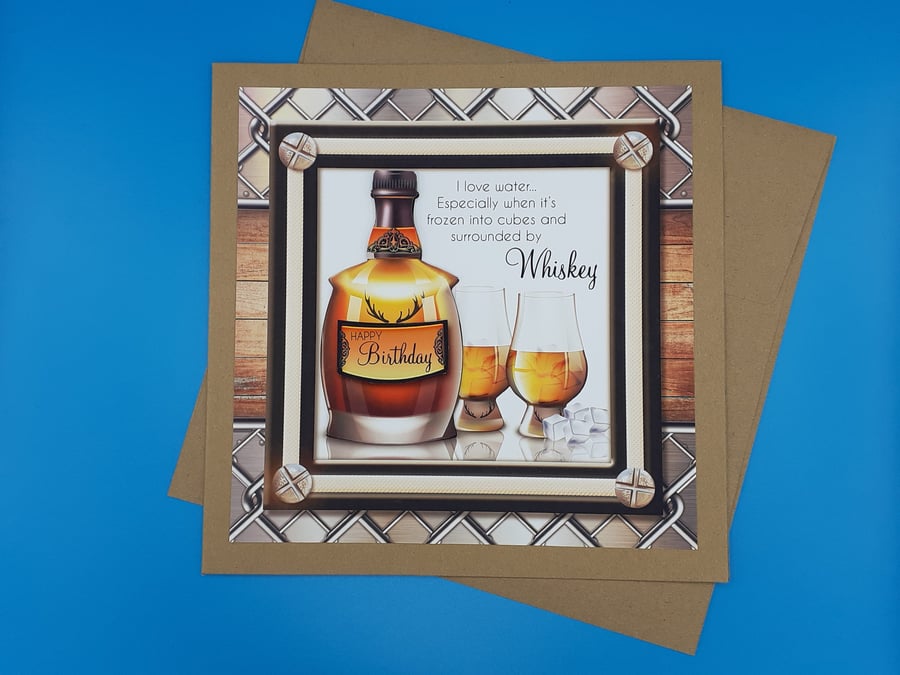 Male Funny Birthday Card, Whisky, Decoupage 