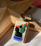 Glass cactus keyring 