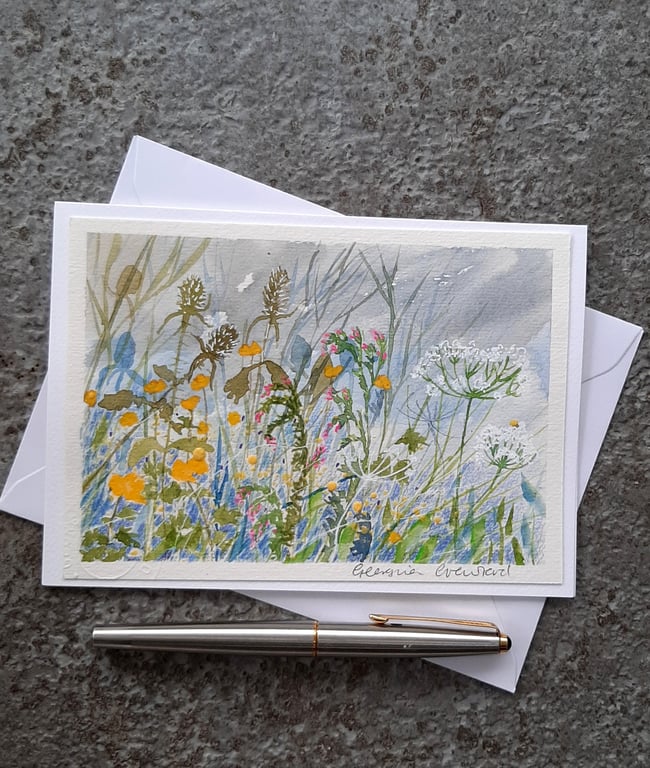 Floral Card. Wildflower Melange. Blank Card