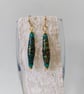 Handcrafted Paper Bead Drop Earrings Green Gold