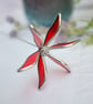 Stained Glass Flower - Handmade 3D Red Clematis - Silver Finish - Image 4