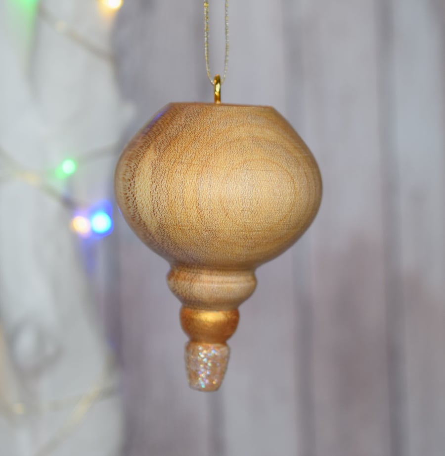 Wood Turned Maple Hanging Tree Decoration 