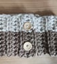 Handmade Fisherman's Hat and Neck Warmer in Parchment and Brown  - Image 3