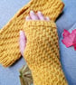 Mustard Yellow Knitted Wrist Warmers - Image 3