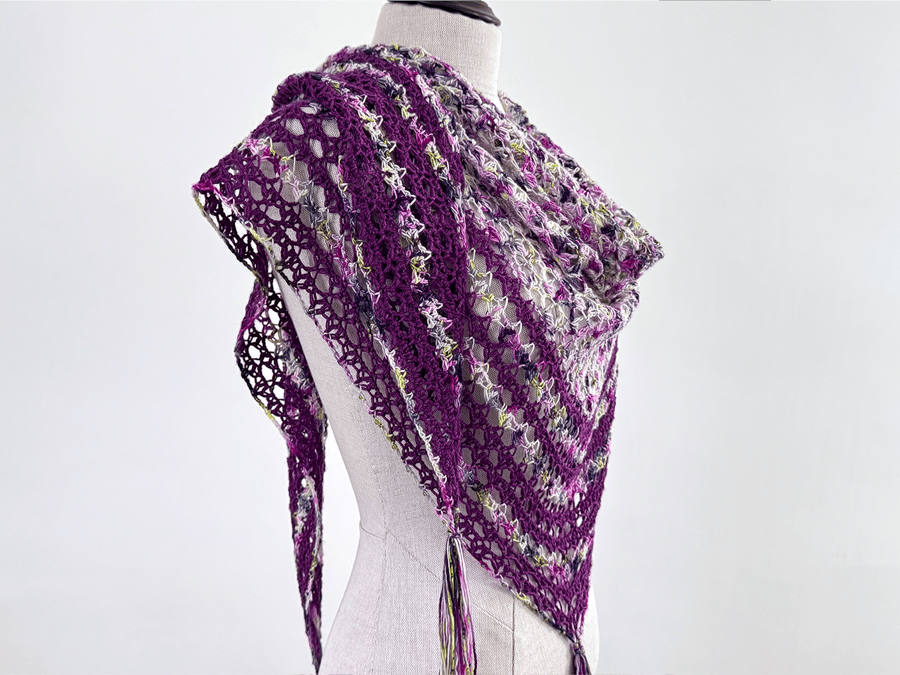 Handmade Crochet Shawl: Merino Silk Blend with Toho Glass Beads
