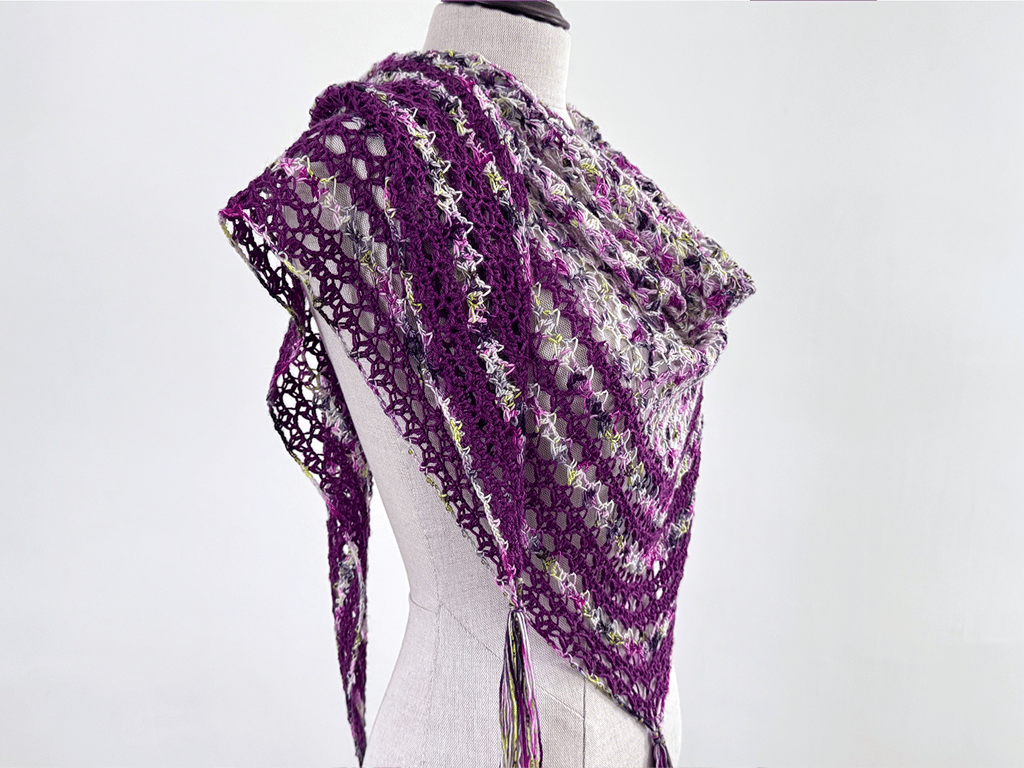 Handmade Crochet Shawl: Merino Silk Blend with Toho Glass Beads
