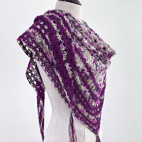 Handmade Crochet Shawl: Merino Silk Blend with Toho Glass Beads