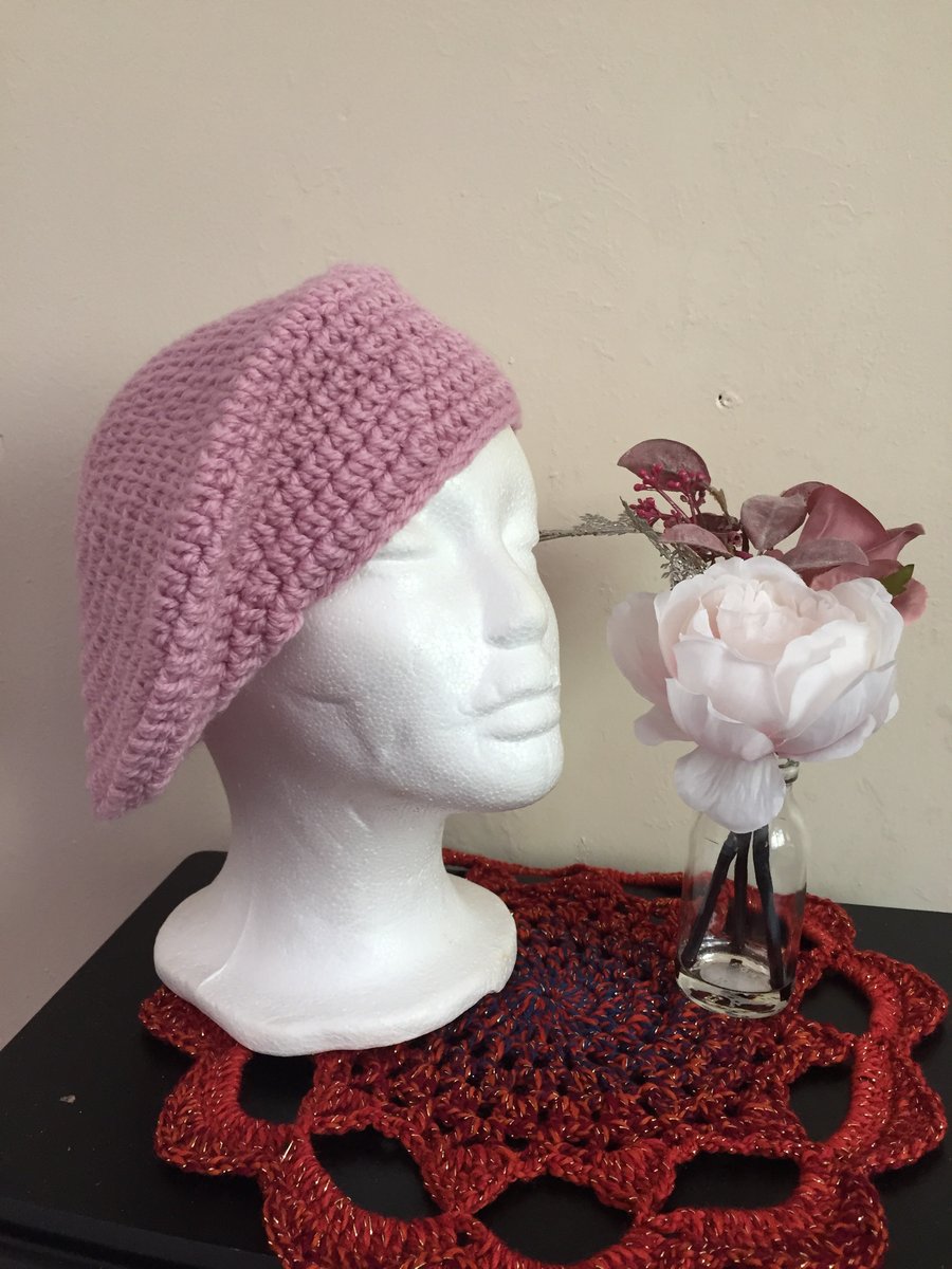 Handmade Crochet Pink Beret