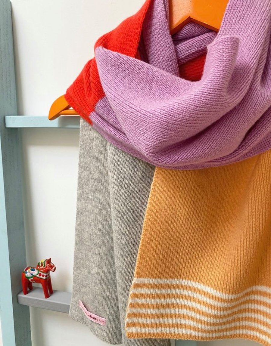 Colour Block Lambswool Scarf