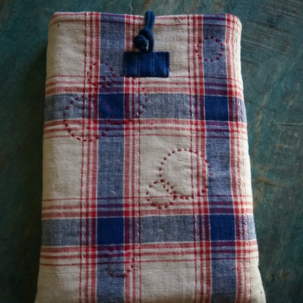 Fabric Book Sleeve with Back Pocket Handmade Small Protective Book Pouch 