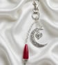 Filigree Moon & Garnet Bag Charm