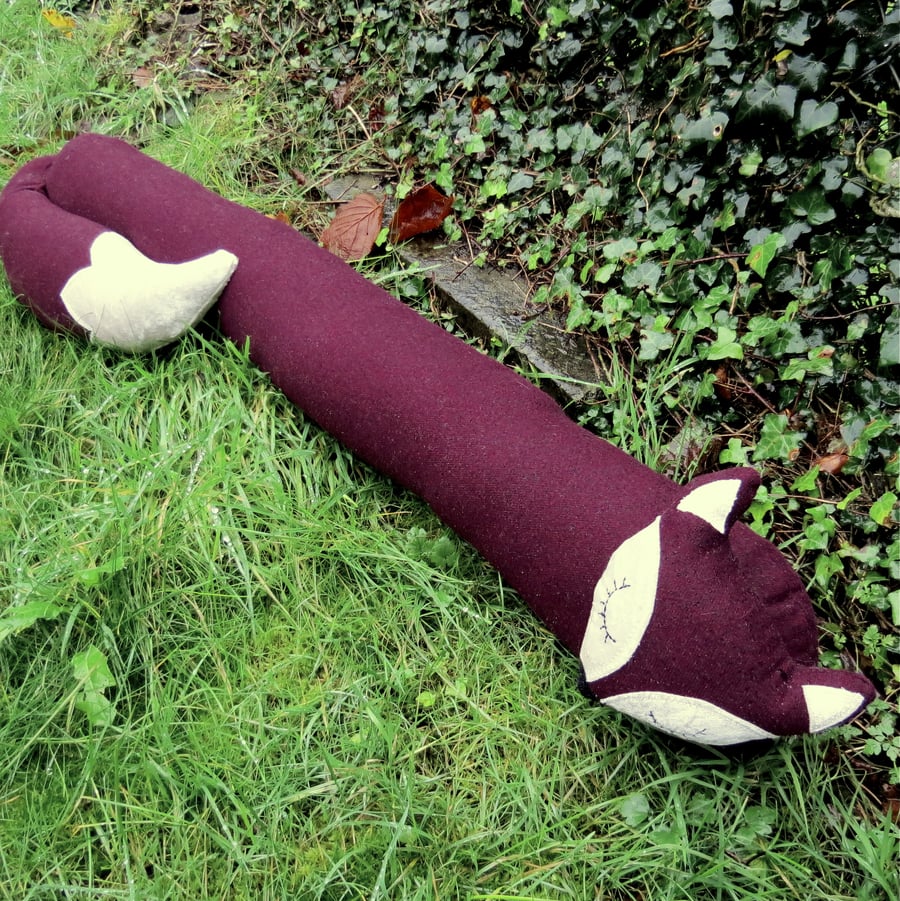 Fox draught excluder. Made from tactile wool.  Winter decor.  105cm in length.