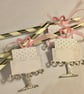 Silver and white Striped Paper Straws with Wedding Cake Tags x 6 - Image 1