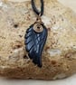 Mens Obsidian angel wing necklace. Unisex Black Reiki jewelry. Virgo jewelry - Image 4