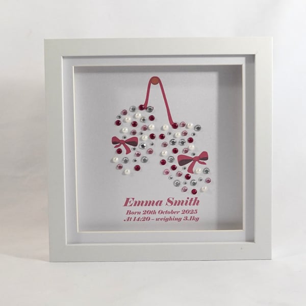 Personalised Baby Booties Gift Frame - Custom New Baby Keepsake