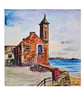 Clock Tower Kingsand  Cornwall Original Watercolour and Ink  Painting Mounted