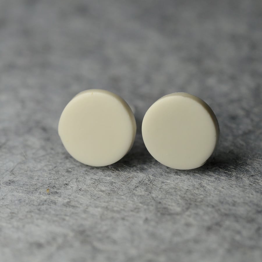 White Polymer Clay Earrings 