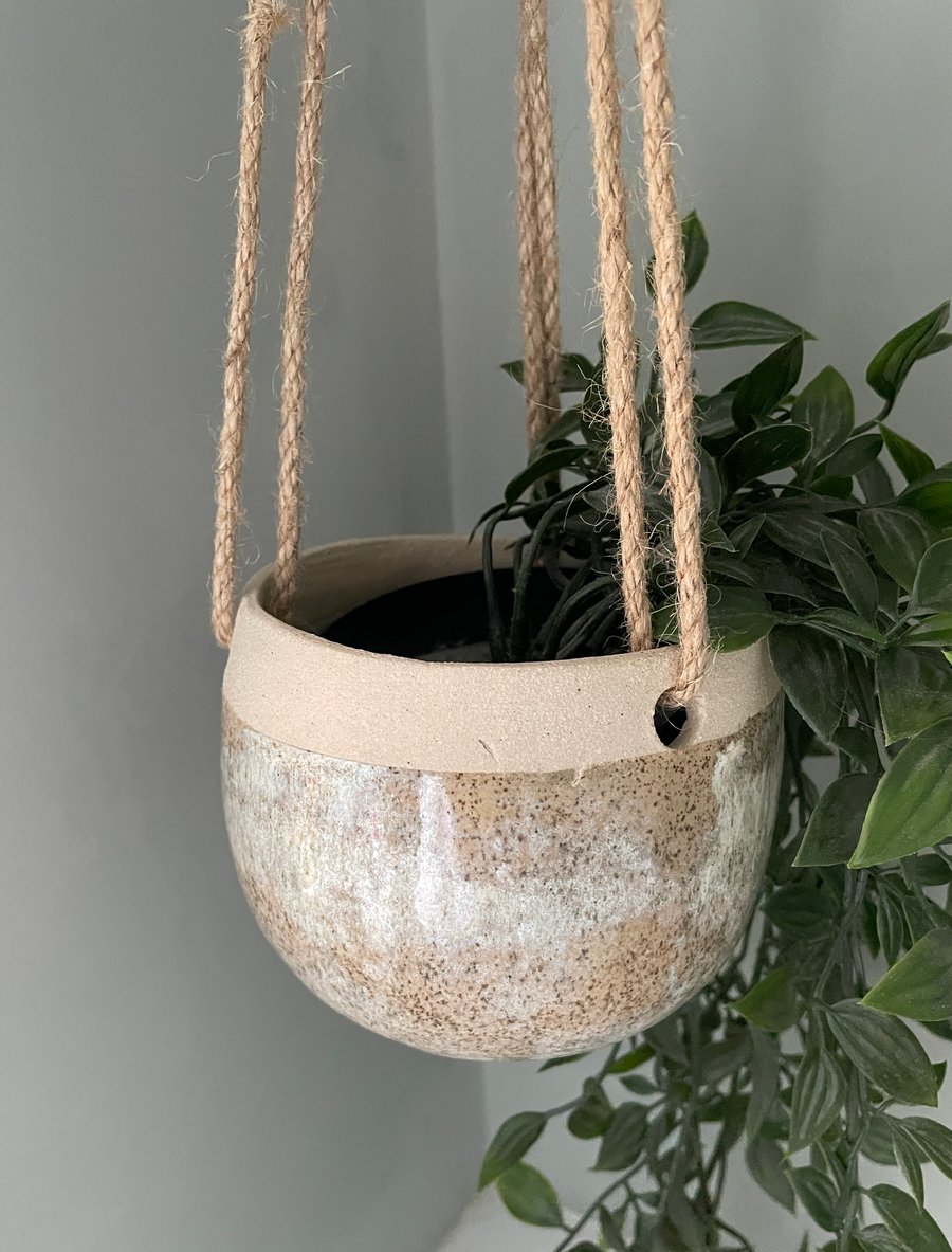 Handmade ceramic indoor hanging plant pot