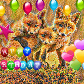 A5 Fox Cubs Birthday Card 