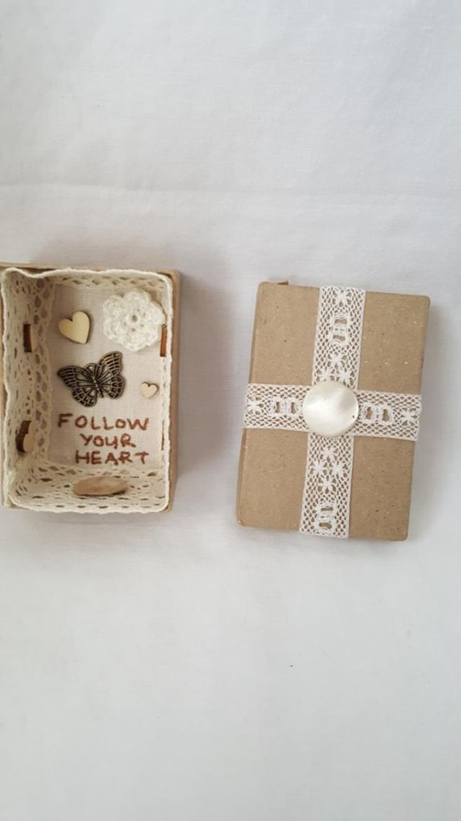small miniature art diorama with a message to 'follow your heart'
